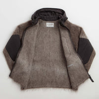 and wander Jacquard Shaggy Knit Full Zip Hoodie - Brown thumbnail