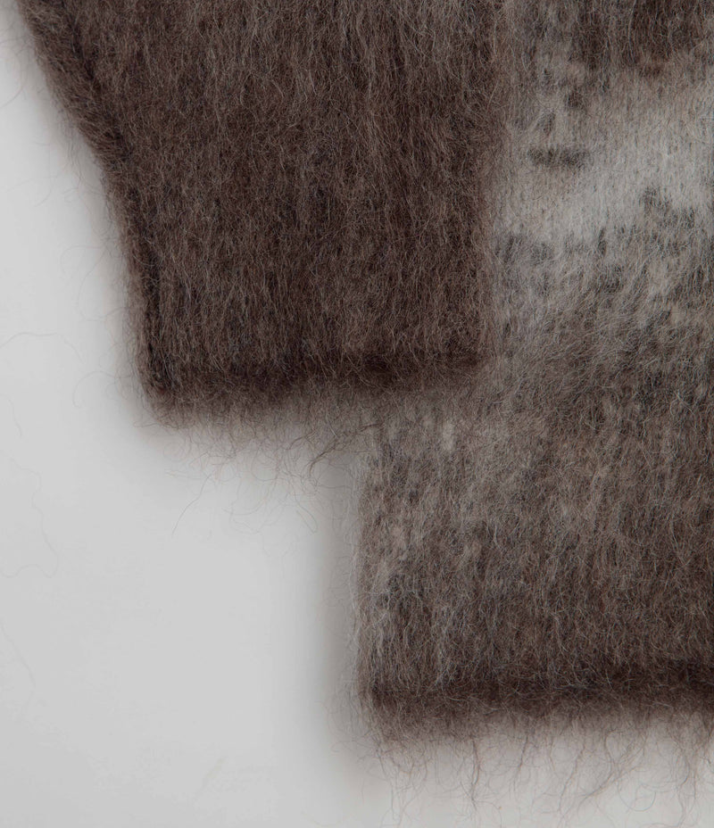 and wander Jacquard Shaggy Knit Full Zip Hoodie - Brown, view 25