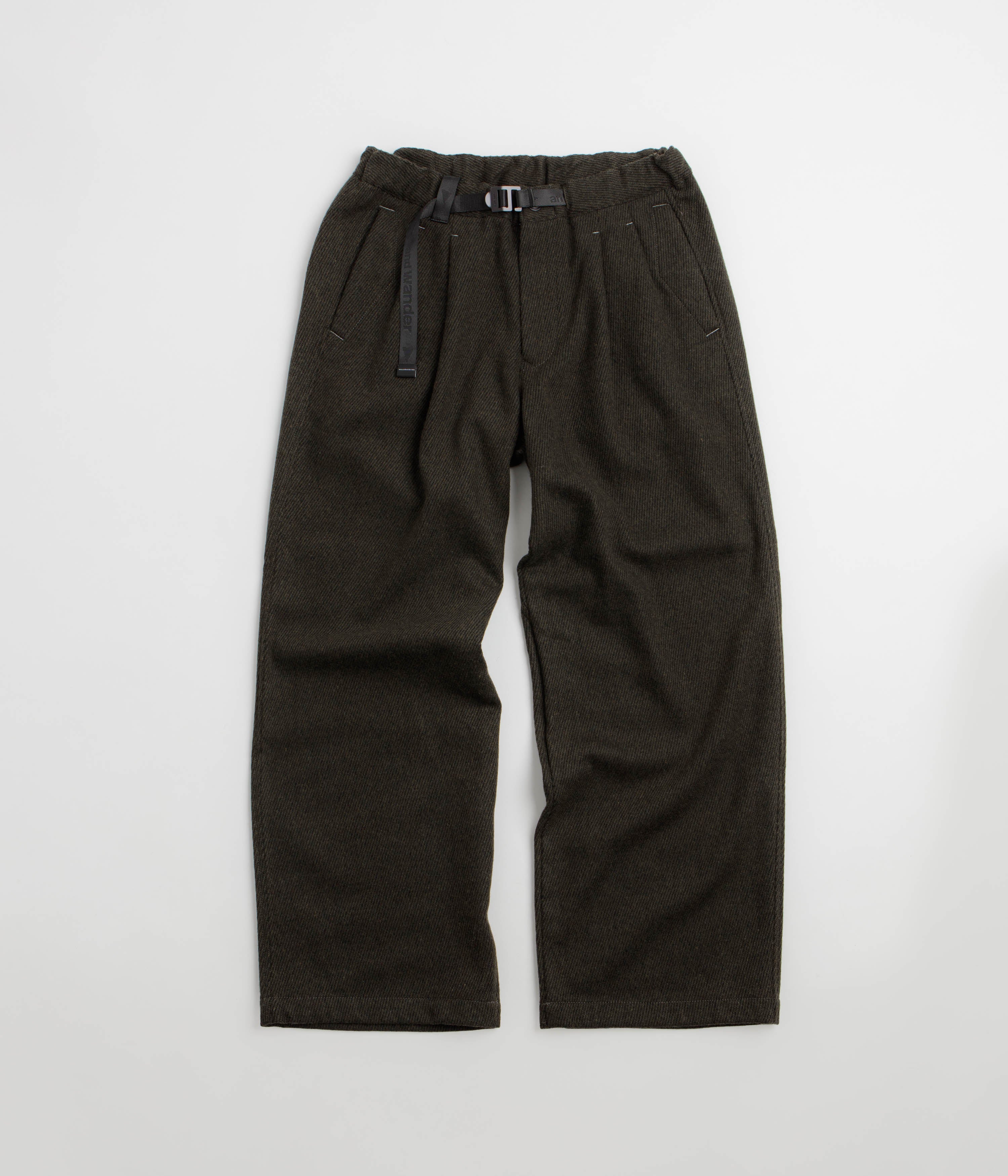 and wander Rewool Tweed Wide Pants - Khaki