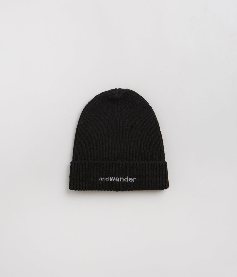 and wander Shetland Wool Beanie in Black