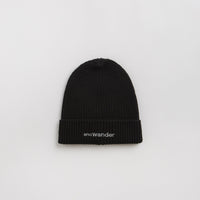 and wander Shetland Wool Beanie in Black thumbnail
