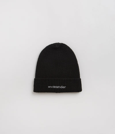 and wander Shetland Wool Beanie in Black