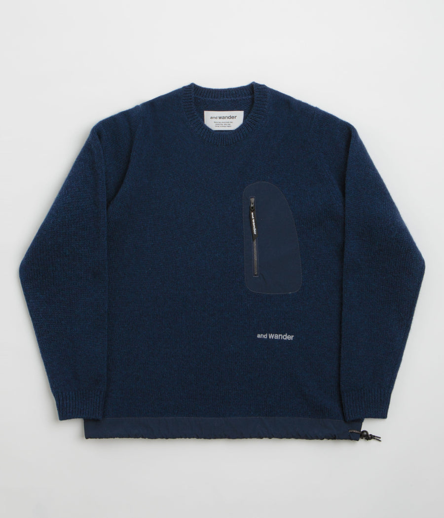 and wander Shetland Wool Sweatshirt in Blue