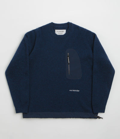 and wander Shetland Wool Sweatshirt in Blue