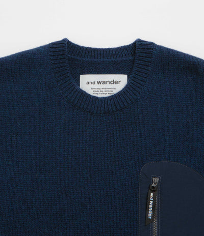 and wander Shetland Wool Sweatshirt in Blue