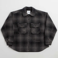 and wander Wool Shaggy Check Zip Jacket - Charcoal thumbnail