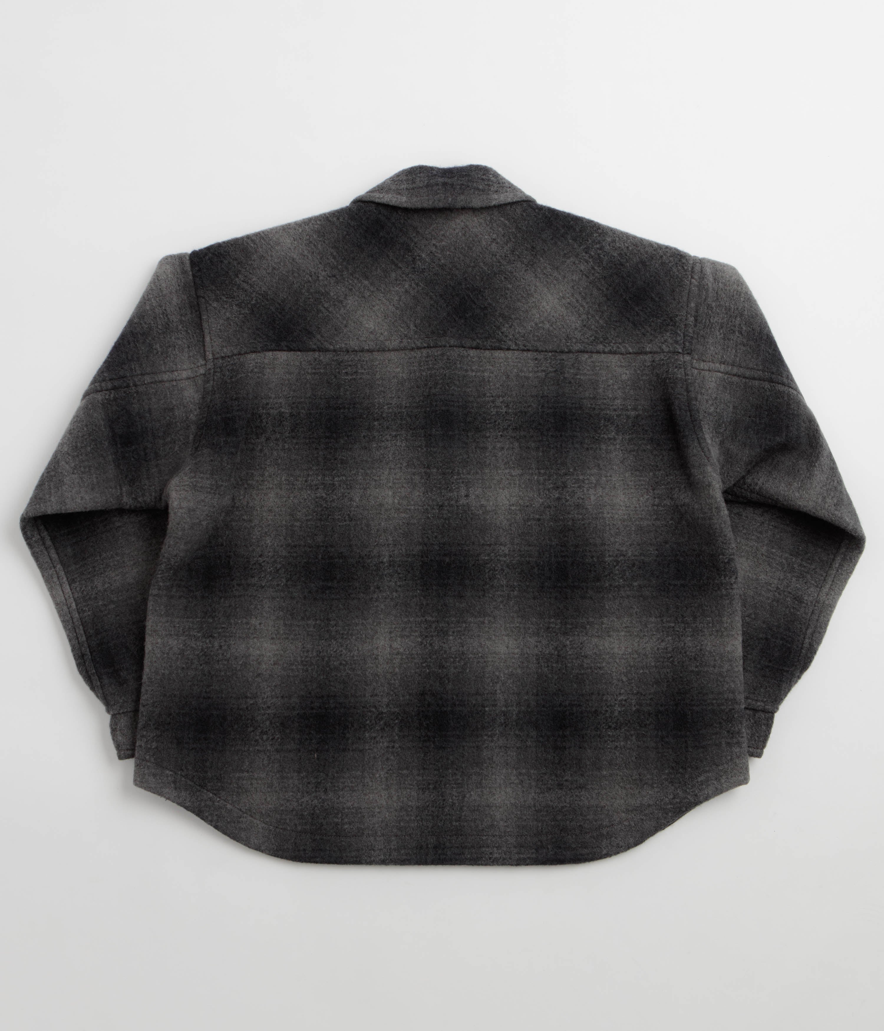 and wander Wool Shaggy Check Zip Jacket - Charcoal, view 32