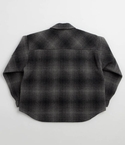 and wander Wool Shaggy Check Zip Jacket - Charcoal