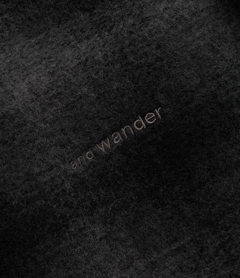 and wander Wool Shaggy Check Zip Jacket - Charcoal, view 20