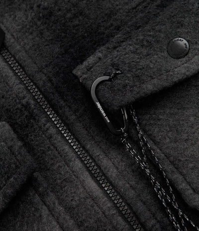 and wander Wool Shaggy Check Zip Jacket - Charcoal