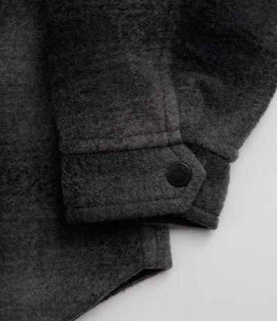 and wander Wool Shaggy Check Zip Jacket - Charcoal