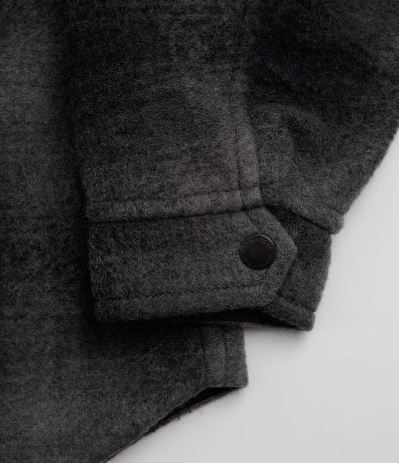 and wander Wool Shaggy Check Zip Jacket - Charcoal, view 26