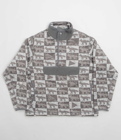 and wander x Maison Kitsune Fox Checkers Pullover Fleece in Grey