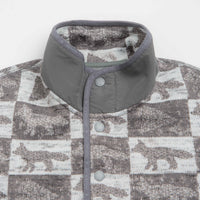 and wander x Maison Kitsune Fox Checkers Pullover Fleece in Grey thumbnail