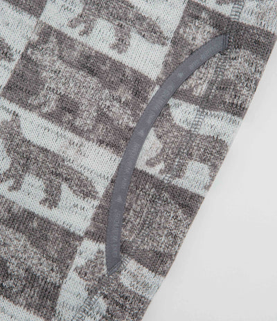 and wander x Maison Kitsune Fox Checkers Pullover Fleece in Grey