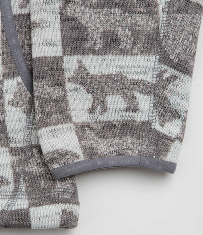 and wander x Maison Kitsune Fox Checkers Pullover Fleece in Grey