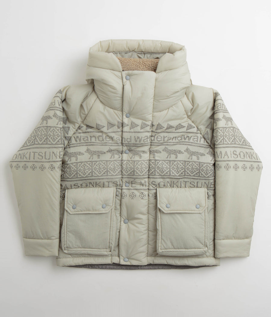 and wander x Maison Kitsune Nordic Border Insulation Jacket in Light Beige