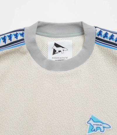 and wander x Maison Kitsune Pullover Fleece Sweatshirt in White