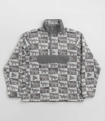 and wander x Maison Kitsune Fox Checkers Pullover Fleece in Grey
