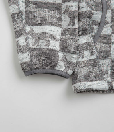 and wander x Maison Kitsune Fox Checkers Pullover Fleece in Grey