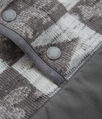 and wander x Maison Kitsune Fox Checkers Pullover Fleece in Grey