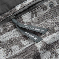 and wander x Maison Kitsune Fox Checkers Pullover Fleece in Grey thumbnail