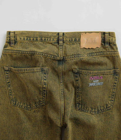 Aries Acid Wash Batten Jeans in Gold