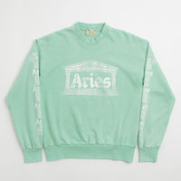 Aries Aged Ancient Column Crewneck Sweatshirt in Aqua thumbnail