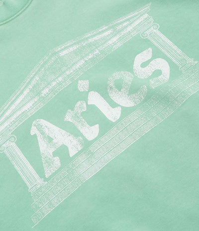 Aries Aged Ancient Column Crewneck Sweatshirt in Aqua