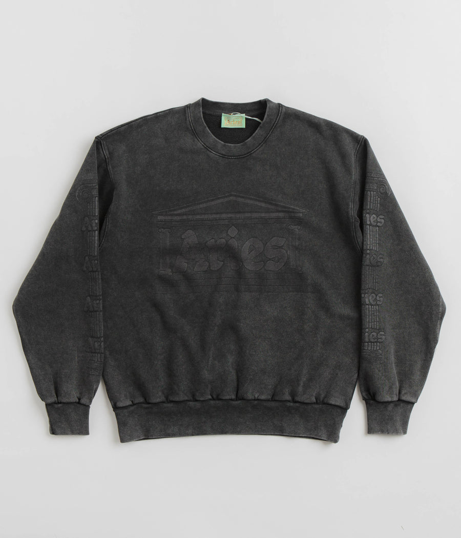 Aries Aged Ancient Column Crewneck Sweatshirt in Black