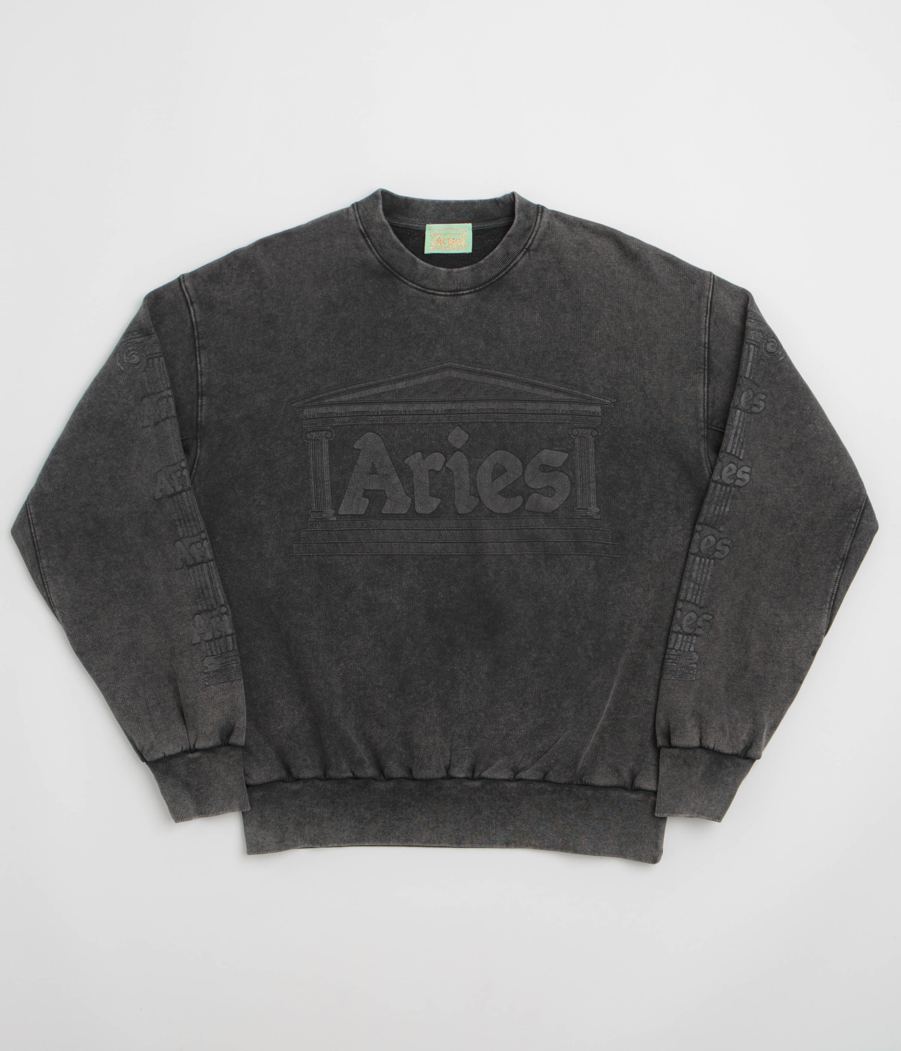 Aries Aged Ancient Column Crewneck Sweatshirt in Black