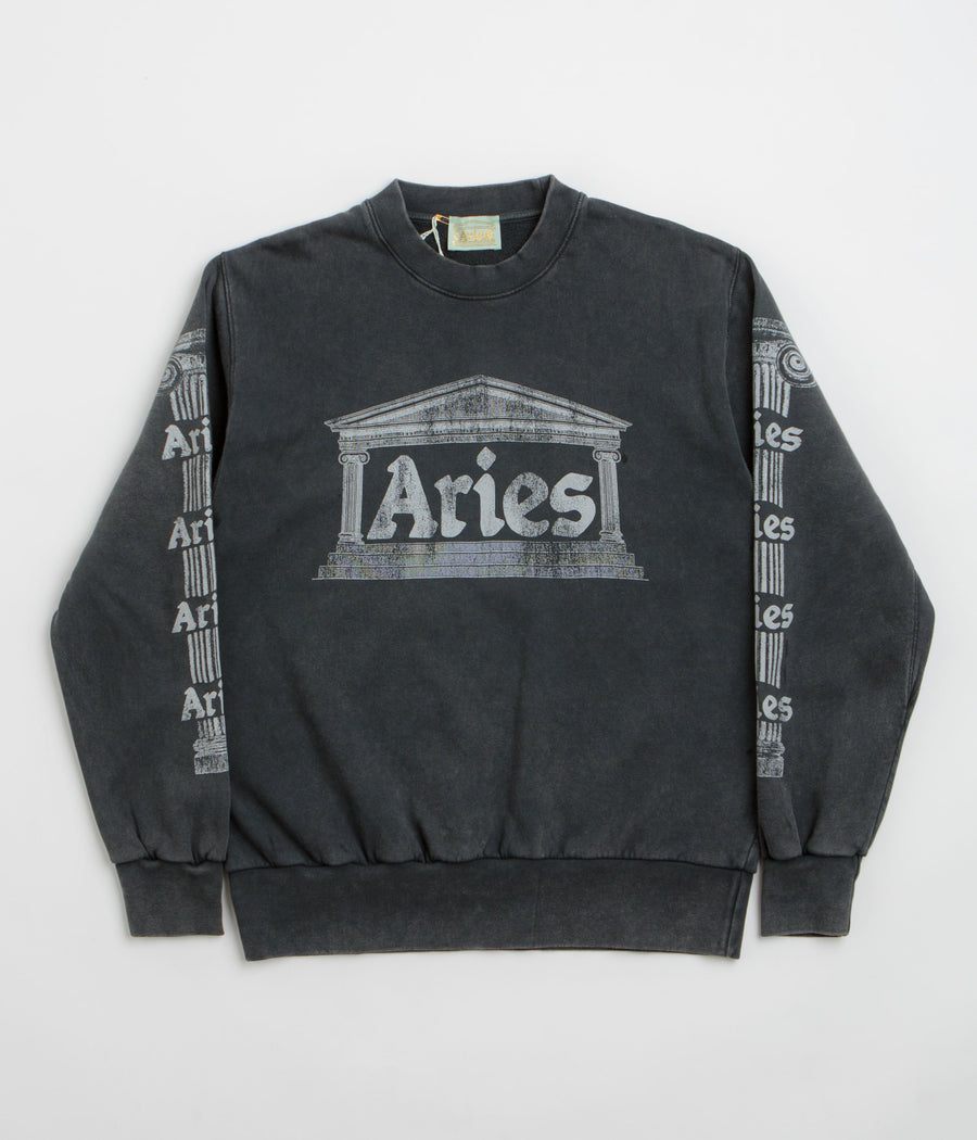 Aries Aged Ancient Column Crewneck Sweatshirt in Black and White