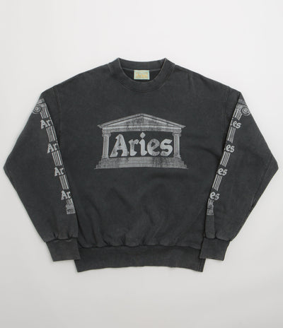 Aries Aged Ancient Column Crewneck Sweatshirt - Black / White