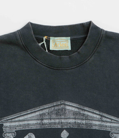 Aries Aged Ancient Column Crewneck Sweatshirt in Black and White
