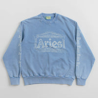 Aries Aged Ancient Column Crewneck Sweatshirt in Pale Blue thumbnail