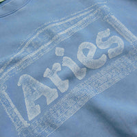 Aries Aged Ancient Column Crewneck Sweatshirt in Pale Blue thumbnail