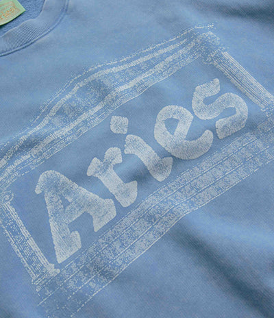 Aries Aged Ancient Column Crewneck Sweatshirt in Pale Blue