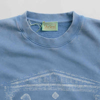 Aries Aged Ancient Column Crewneck Sweatshirt in Pale Blue thumbnail