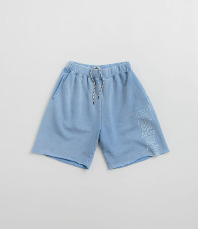 Aries Aged Ancient Column Sweat Shorts in Pale Blue