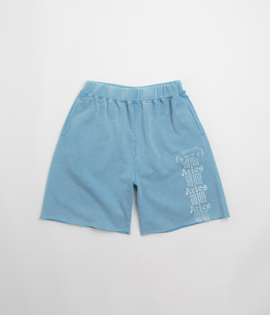 Aries Aged Ancient Column Sweat Shorts - Pale Blue