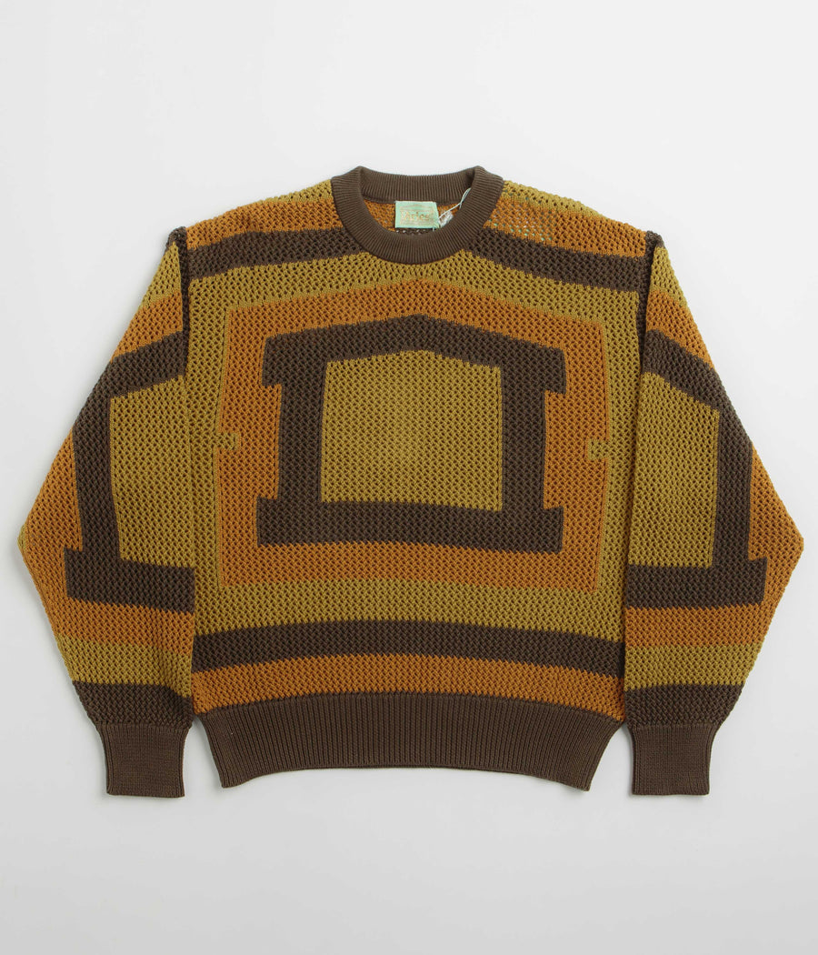 Aries Crochet Temple Knit Sweatshirt in Khaki