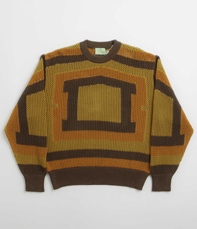 Aries Crochet Temple Knit Sweatshirt in Khaki
