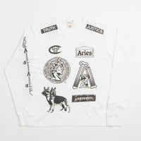 Aries x Champion Sponsor Long Sleeve T-Shirt in White thumbnail