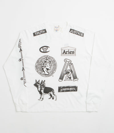 Aries x Champion Sponsor Long Sleeve T-Shirt in White