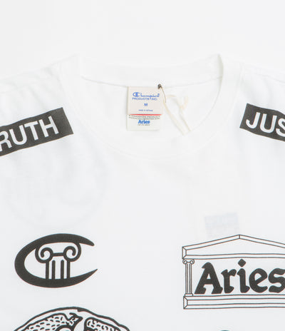Aries x Champion Sponsor Long Sleeve T-Shirt in White
