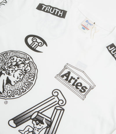 Aries x Champion Sponsor Long Sleeve T-Shirt in White
