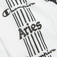 Aries x Champion Sponsor Long Sleeve T-Shirt in White thumbnail