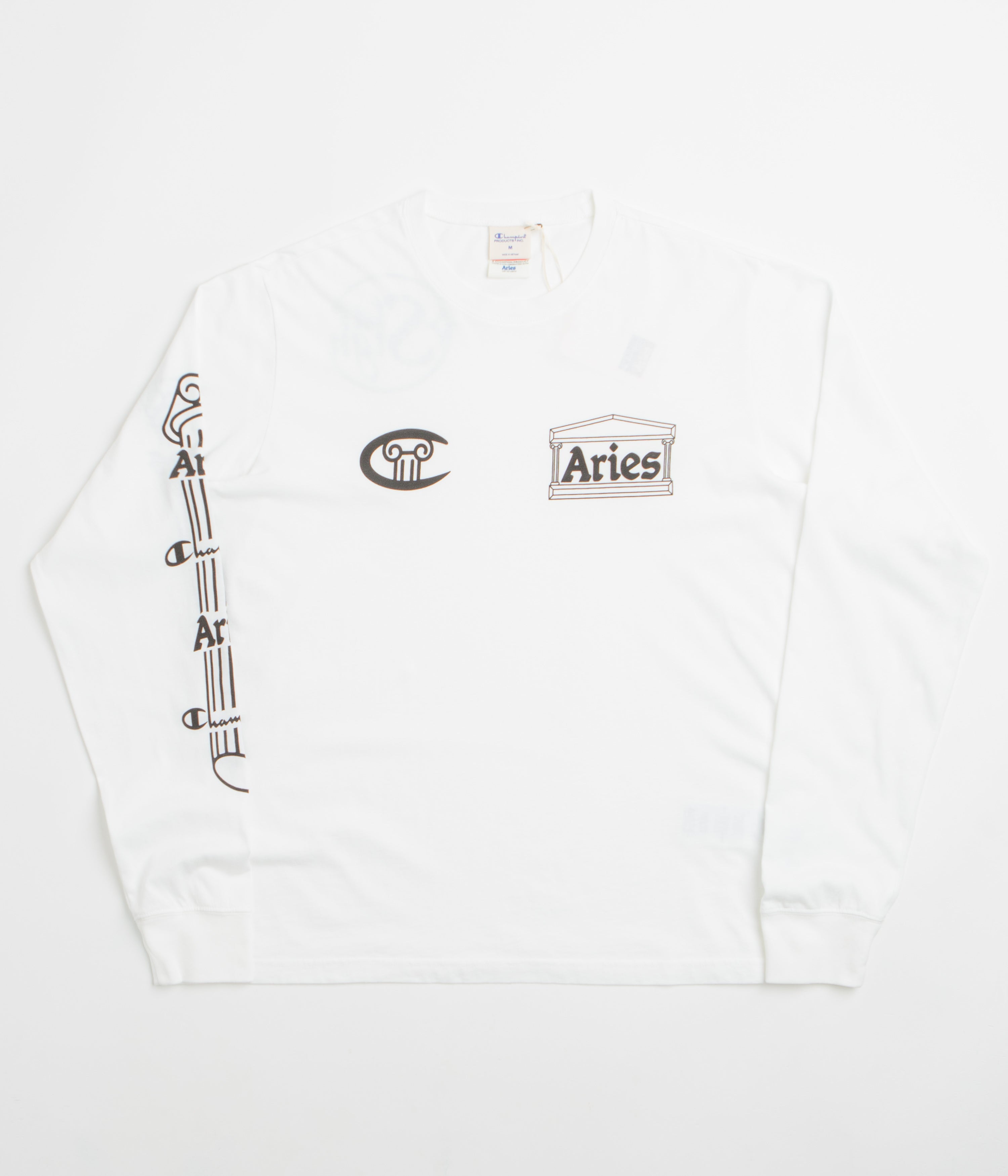 Aries x Champion Stars Long Sleeve T-Shirt in White
