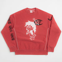 Aries x Champion Worry Crewneck Sweatshirt in Red thumbnail