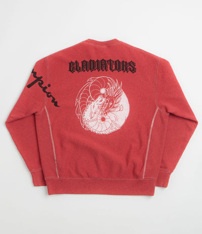 Aries x Champion Worry Crewneck Sweatshirt in Red